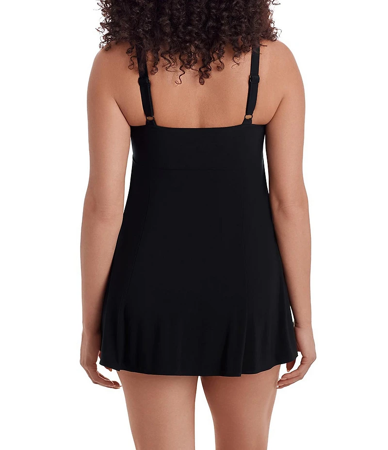Longitude Solidtude Long Torso Ruffle V-Neck One Piece Swimdress