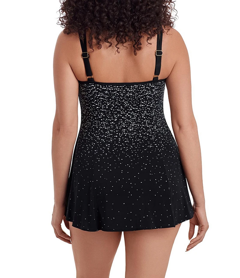 Longitude Sparkle Falls Long Torso Scoop Neck Princess Seam One Piece Swimdress