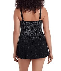 Longitude Sparkle Falls Long Torso Scoop Neck Princess Seam One Piece Swimdress