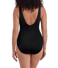 Longitude Vineyard Vacay Long Torso Ruffle Front Sash Surplice One-Piece Swimsuit
