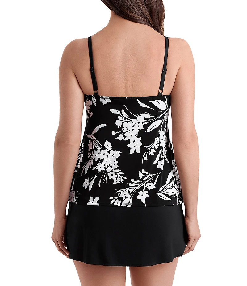 Longitude Vineyard Vacay Long Torso Scoop Neck Ruffle Faux-Skirtini One-Piece Swimsuit