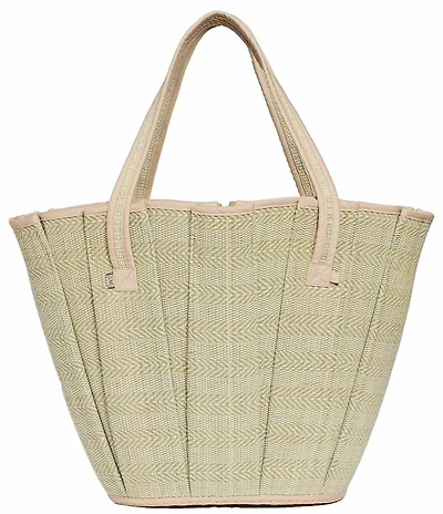 Lorna Murray Avoca Tropez Pleated Raffia Midi Tote Bag