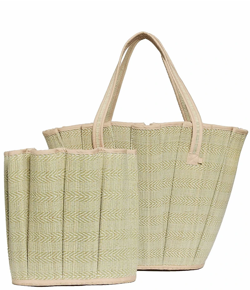 Lorna Murray Avoca Tropez Pleated Raffia Midi Tote Bag
