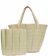 Lorna Murray Avoca Tropez Pleated Raffia Midi Tote Bag