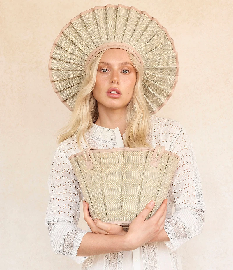 Lorna Murray Avoca Tropez Pleated Raffia Mini Tote Bag