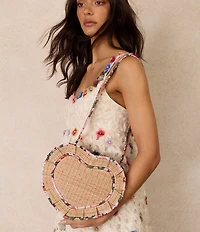 Lorna Murray Garden Love Heart Ruffle Raffia Shoulder Bag