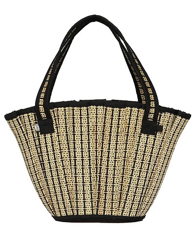 Lorna Murray Mini Lovers Point Tropez Pleated Raffia Tote Bag