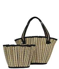 Lorna Murray Mini Lovers Point Tropez Pleated Raffia Tote Bag