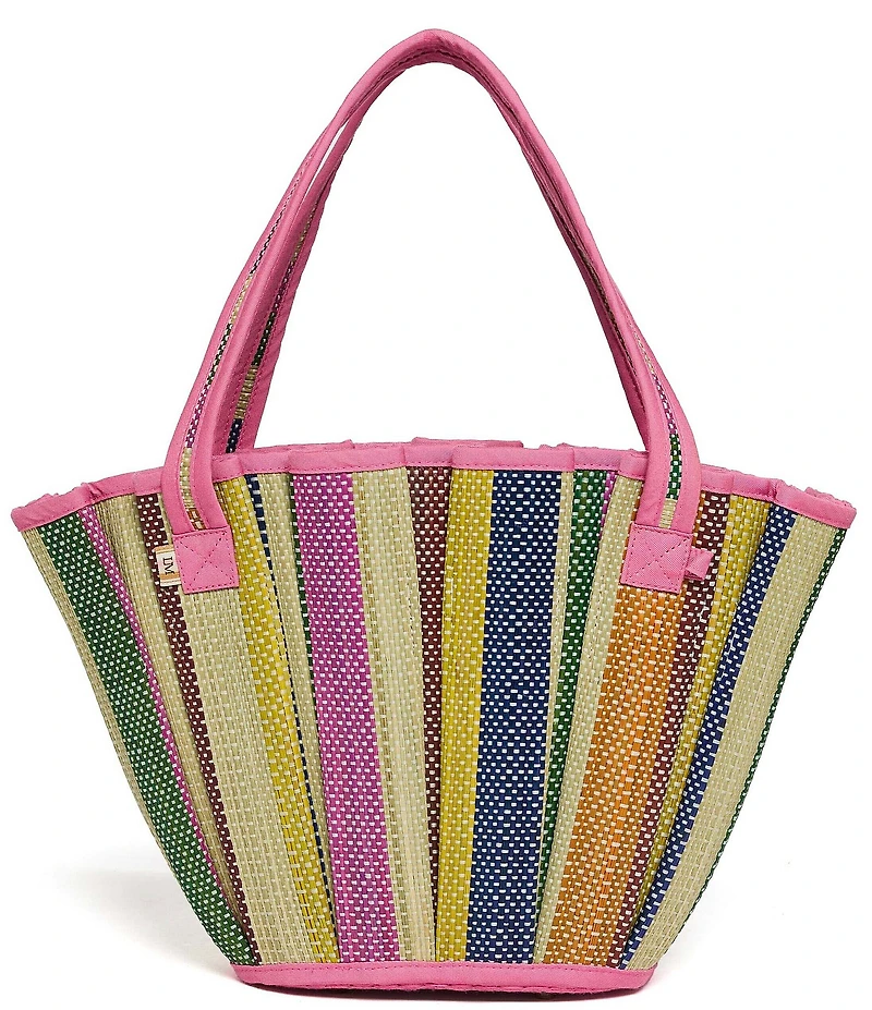 Lorna Murray Mini Pietrasanta Tropez Pleated Rainbow Raffia Tote Bag