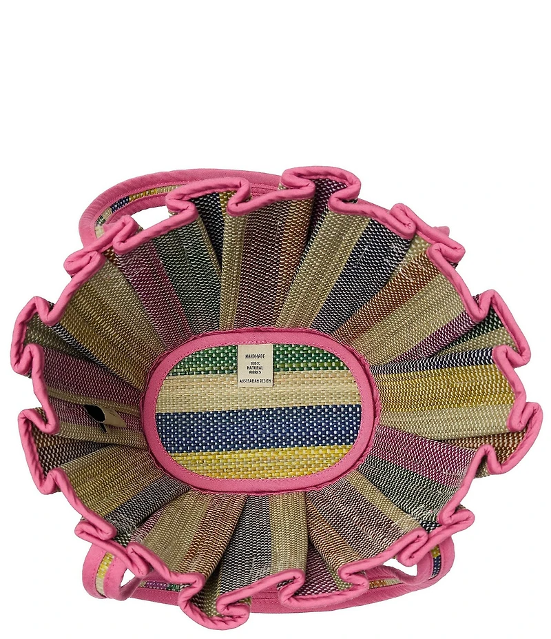 Lorna Murray Mini Pietrasanta Tropez Pleated Rainbow Raffia Tote Bag