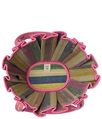 Lorna Murray Mini Pietrasanta Tropez Pleated Rainbow Raffia Tote Bag