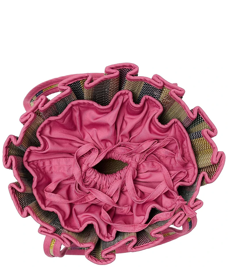 Lorna Murray Mini Pietrasanta Tropez Pleated Rainbow Raffia Tote Bag