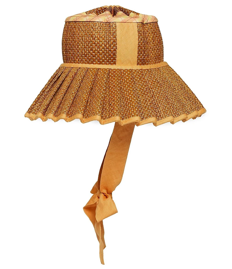 Lorna Murray Pina Colada Luxe Ravello Maxi Pleated Tie Sun Hat