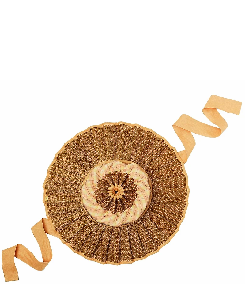 Lorna Murray Pina Colada Luxe Ravello Maxi Pleated Tie Sun Hat