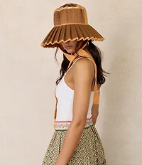 Lorna Murray Pina Colada Luxe Ravello Maxi Pleated Tie Sun Hat