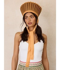 Lorna Murray Pina Colada Luxe Ravello Maxi Pleated Tie Sun Hat