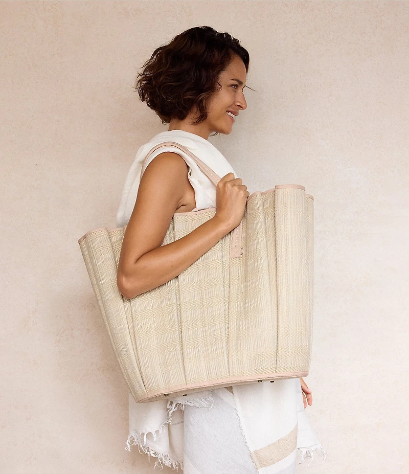 Lorna Murray Pleated Tropez Raffia Maxi Bucket Bag