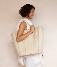 Lorna Murray Pleated Tropez Raffia Maxi Bucket Bag