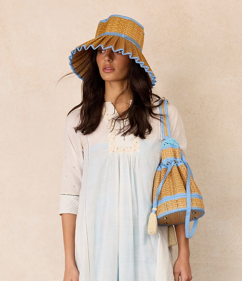 Lorna Murray Sea Scape Capri Play Pleated Tie Sun Hat