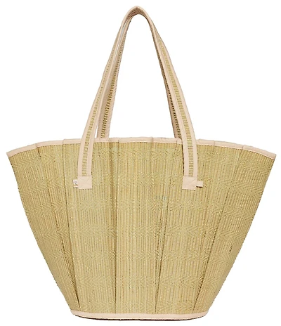 Lorna Murray Sumatra Tropez Pleated Raffia Midi Tote Bag