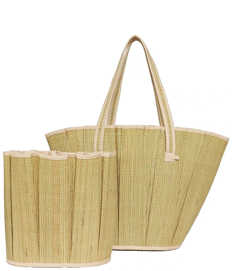 Lorna Murray Sumatra Tropez Pleated Raffia Midi Tote Bag