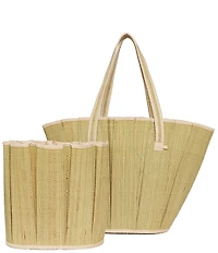 Lorna Murray Sumatra Tropez Pleated Raffia Midi Tote Bag