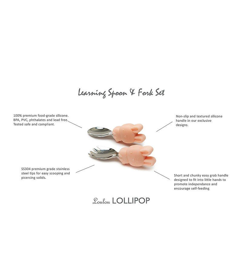 Loulou Lollipop Baby Bunny Pattern Learning Utensil Set