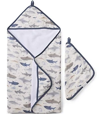 Loulou Lollipop Baby Smiley Sharks Hooded Towel Set