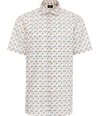 Luchiano Visconti Big & Tall Multi Circle Print Stretch Short Sleeve Woven Shirt
