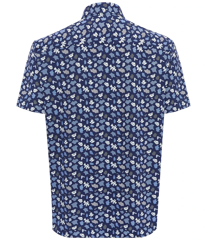 Luchiano Visconti Big & Tall Puzzle Print Stretch Short Sleeve Woven Shirt