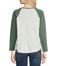 Lucky Brand Knit Cotton Lucky In Lover Butterfly Raglan Tee