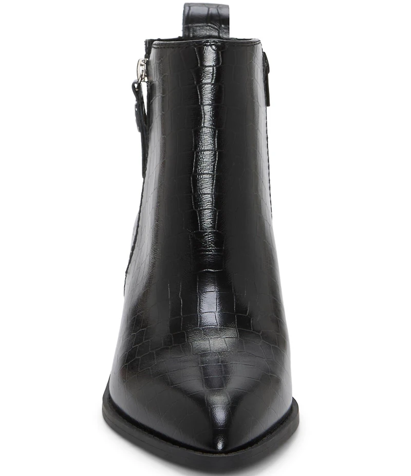 Lucky Brand Ailein Croco Embossed Leather Ankle Booties