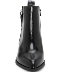 Lucky Brand Ailein Croco Embossed Leather Ankle Booties