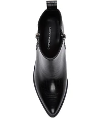 Lucky Brand Ailein Croco Embossed Leather Ankle Booties