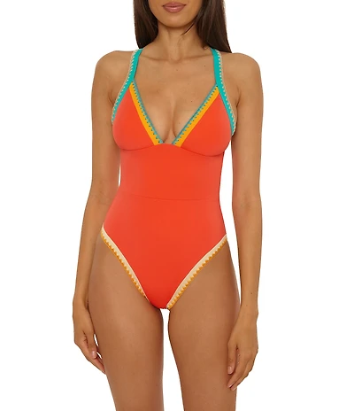 Lucky Brand Avila Colorblock Banding One Piece Swimsuit