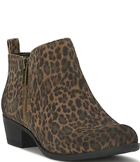 Lucky Brand Basel Blurred Leopard Suede Block Heel Booties