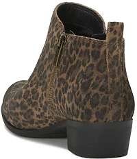 Lucky Brand Basel Blurred Leopard Suede Block Heel Booties