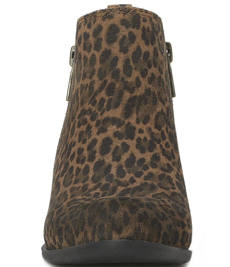 Lucky Brand Basel Blurred Leopard Suede Block Heel Booties