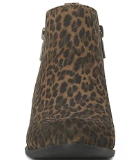 Lucky Brand Basel Blurred Leopard Suede Block Heel Booties