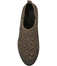 Lucky Brand Basel Blurred Leopard Suede Block Heel Booties