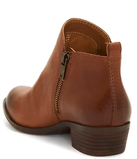 Lucky Brand Basel Smooth Leather Side Zip Block Heel Booties