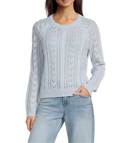 Lucky Brand Cable Knit Crew Neck Long Sleeve Sweater