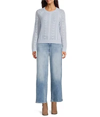 Lucky Brand Cable Knit Crew Neck Long Sleeve Sweater