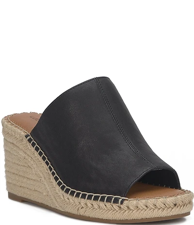 Lucky Brand Cabriah Leather Espadrille Wedge Slide Sandals