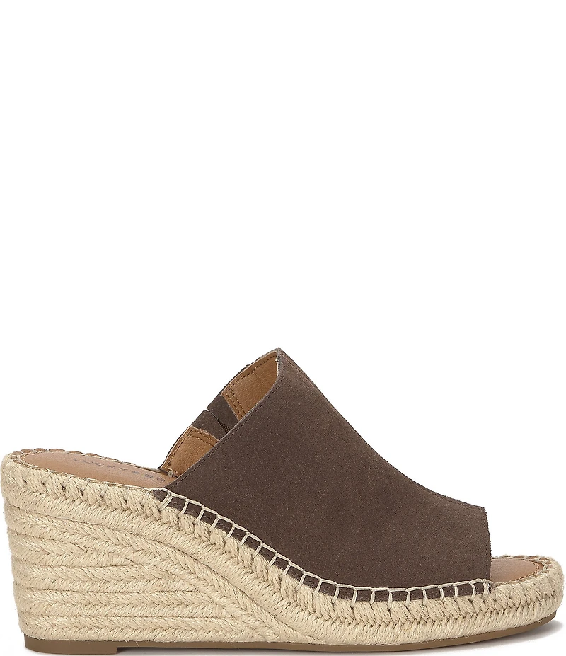 Lucky Brand Cabriah Suede Espadrille Wedge Slide Sandals