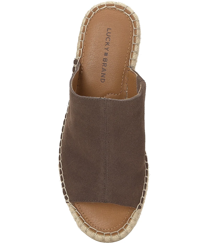 Lucky Brand Cabriah Suede Espadrille Wedge Slide Sandals