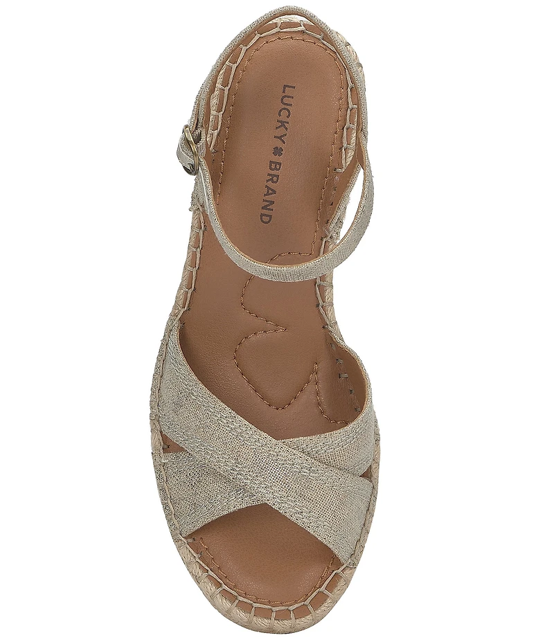 Lucky Brand Candyr Linen Espadrille Wedge Sandals