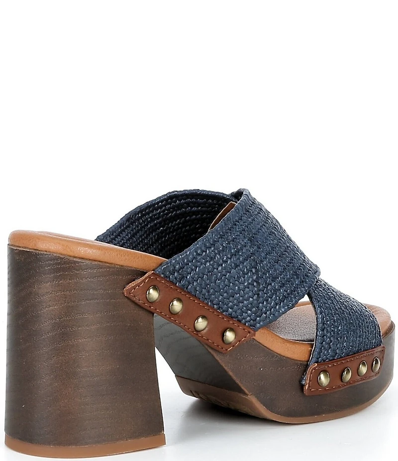Lucky Brand Casyna Cross Strap Studded Heel Slide Sandals