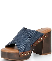 Lucky Brand Casyna Cross Strap Studded Heel Slide Sandals