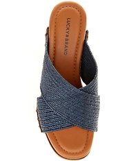 Lucky Brand Casyna Cross Strap Studded Heel Slide Sandals